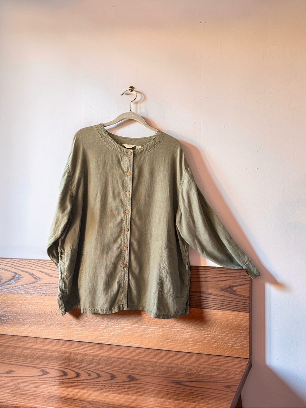 Lightweight Olive Green Button-Front Women's Top
